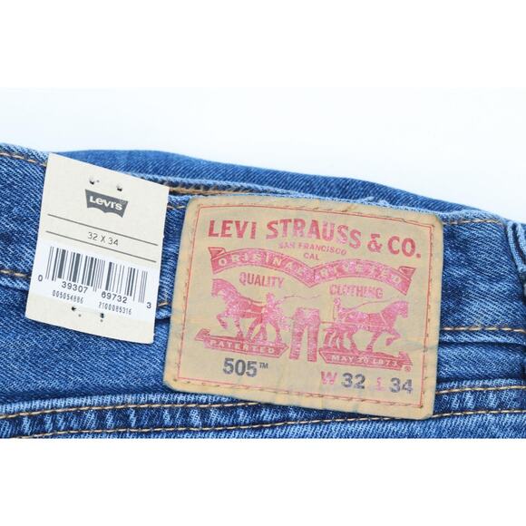 Levi Men's 505 Regular Fit Jeans, Dark Stonewash, 32W X 34L - Picture 2 of 2